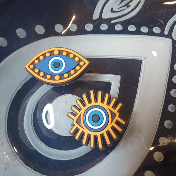 🐊(3) LOT Greek Evil Eyes of Protection from Curses Spells Croc Charms Jibbitz🐊 - Picture 2 of 4